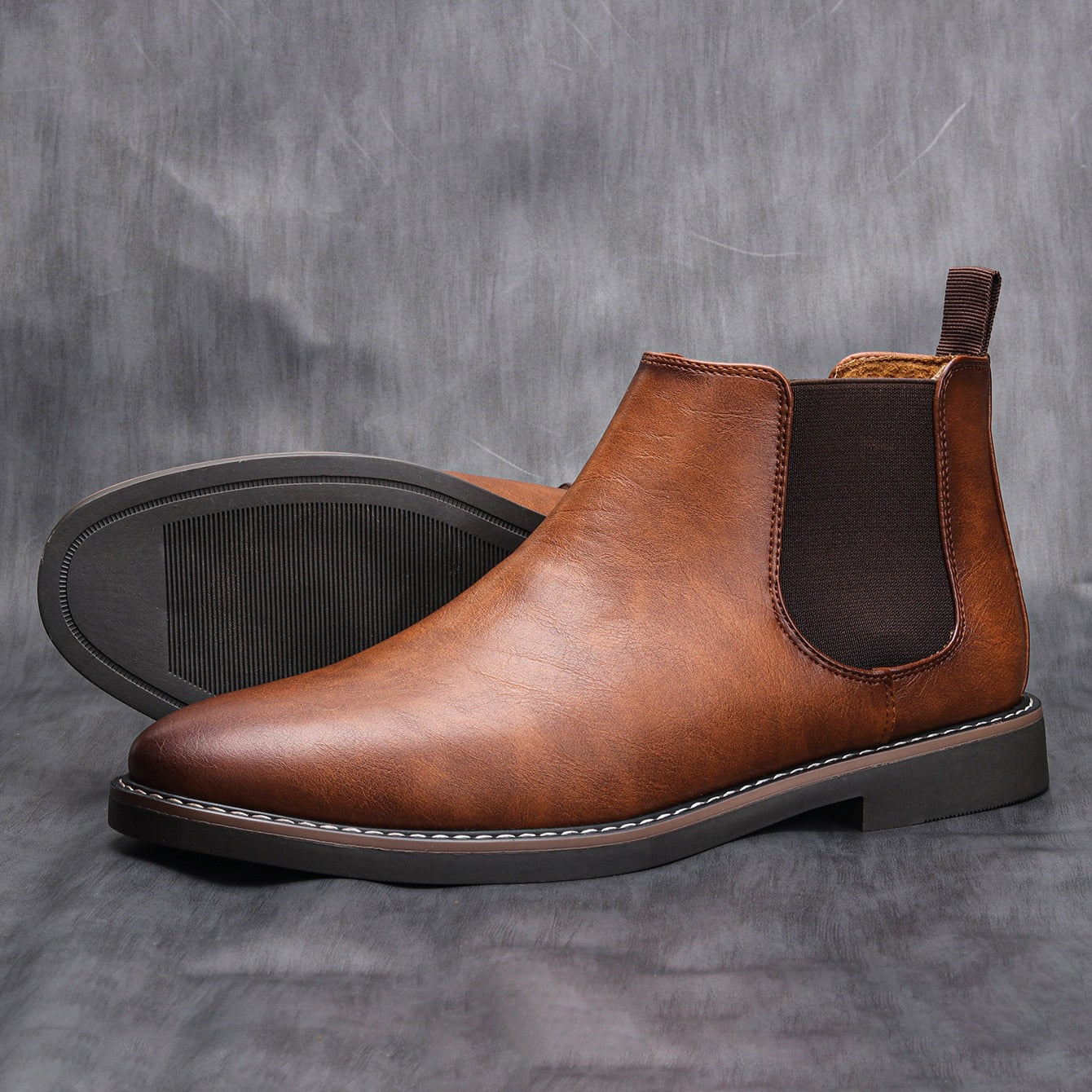 Men's Comfortable Retro Boots - Timeless Style and Comfort - British Charm with Modern Twist - Spring and Autumn Footwear - Square Toe and Solid Pattern - All-day Comfort and Stability - Elevate Your Collection!