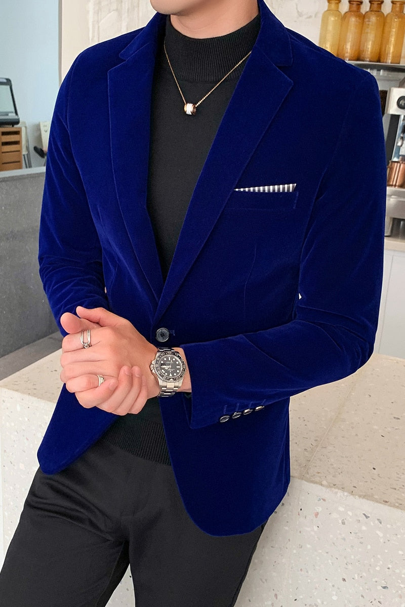 Men's Velvet Blazer - Must-Have for Stylish Look. Soft and Comfortable Cotton Material. Available in Different Colors and Sizes. Versatile Style for Any Shirt. Upgrade Your Wardrobe Today!