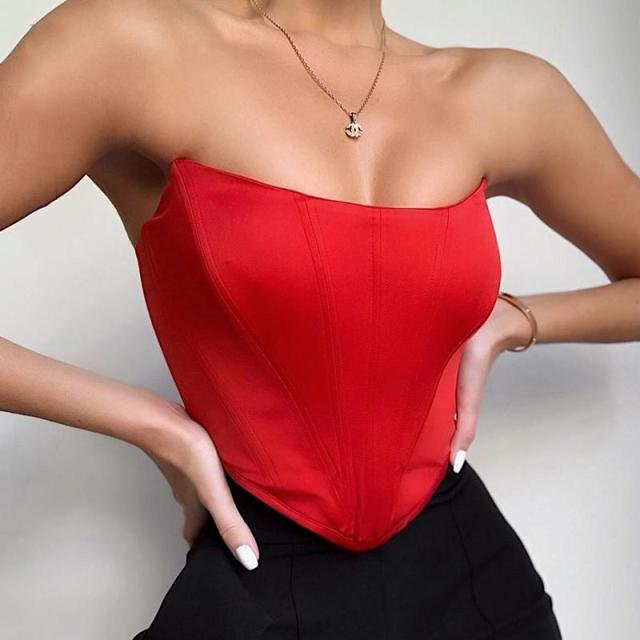 Sexy Corset Crop Tops Vest with deep V-neck and spaghetti straps for teen girls and women, perfect for summer fashion and charming look