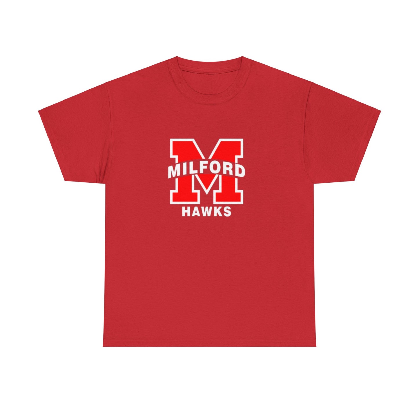 Milford Hawks Unisex Heavy Cotton Tee (Black & Red)