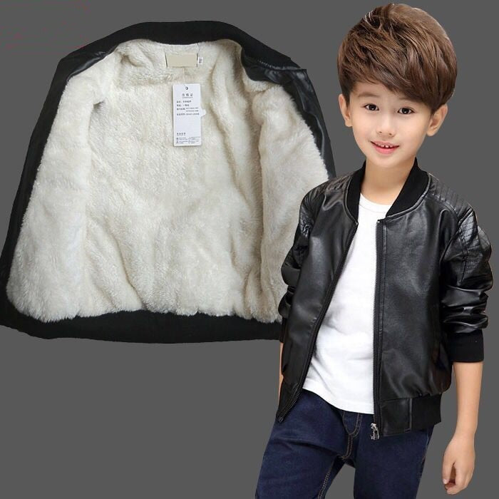 Kids PU Leather Jacket - Elevate style with durability. Versatile for all seasons. Order now for lasting comfort and fashion!