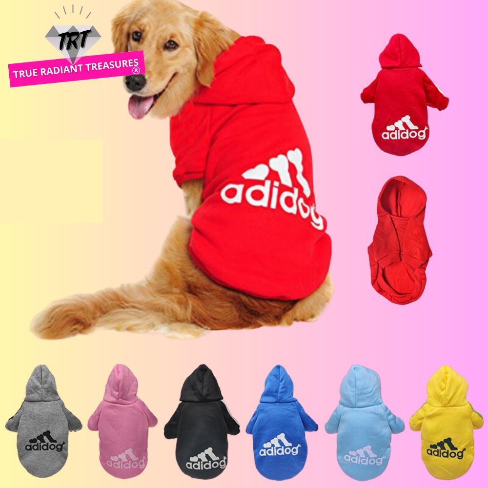 Soft Fleece Pet Dog Hoodie - Cozy Comfort and Style - Breathable 100% Cotton - All Seasons - Various Patterns - adidog Logo - Perfect Fit for YorkShire, Chihuahua, Bulldog, and Labrador - Elevate Your Pet's Wardrobe!