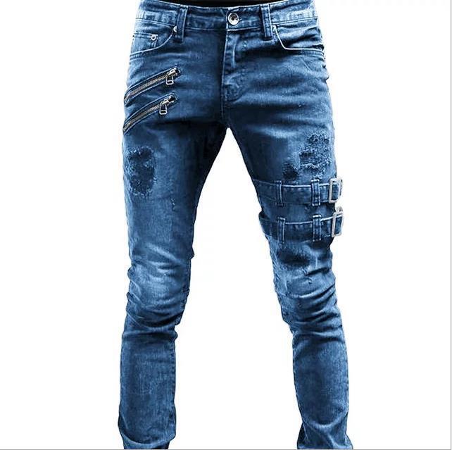 Men's Fashion Street Style Ripped Skinny Jeans
