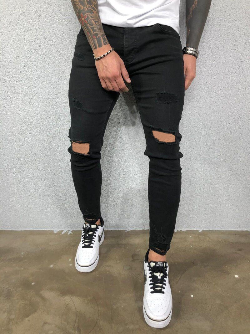 Men's Fashion Street Style Ripped Skinny Jeans