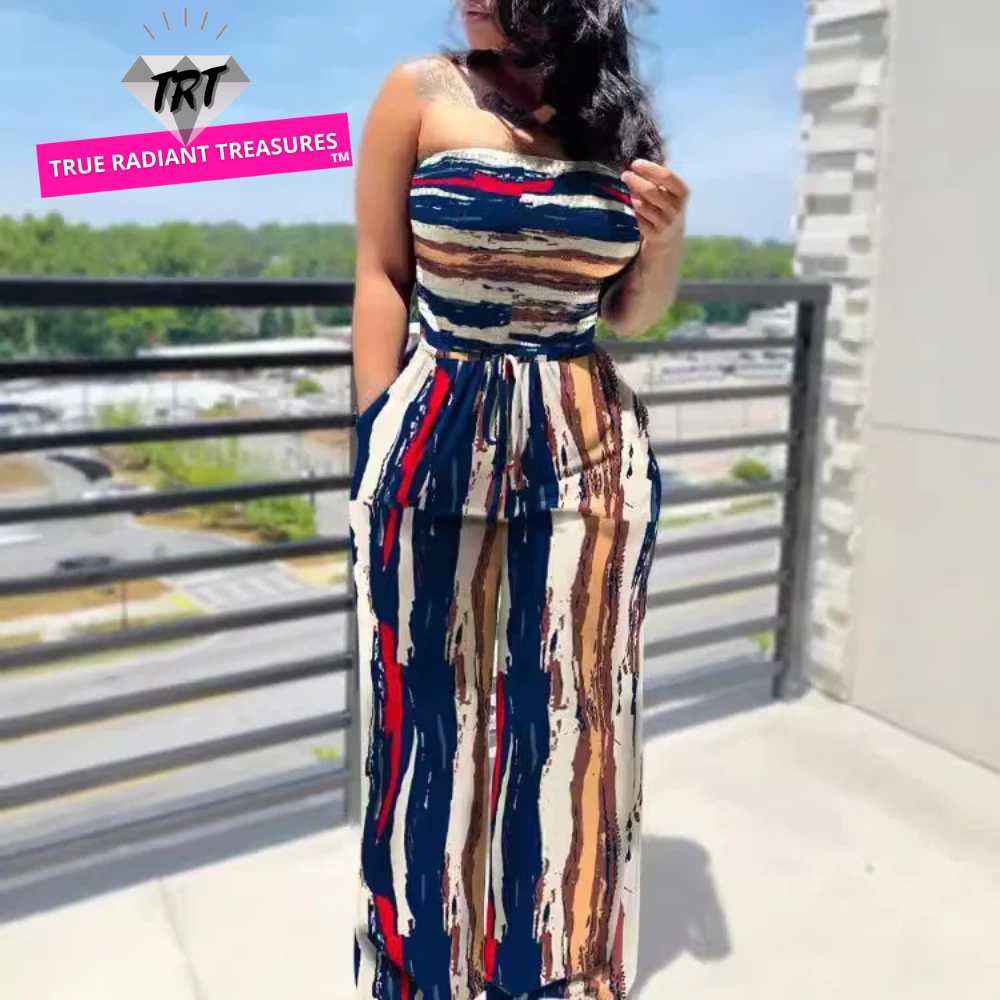 Elegant Women's Off-Shoulder Jumpsuit with Lace-Up Detail – Spring/Summer Streetwear