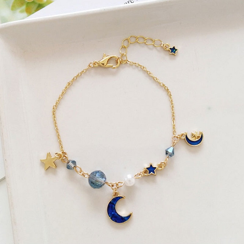 Cute and trendy crystal pearl chain bracelet for girls who love fashion.