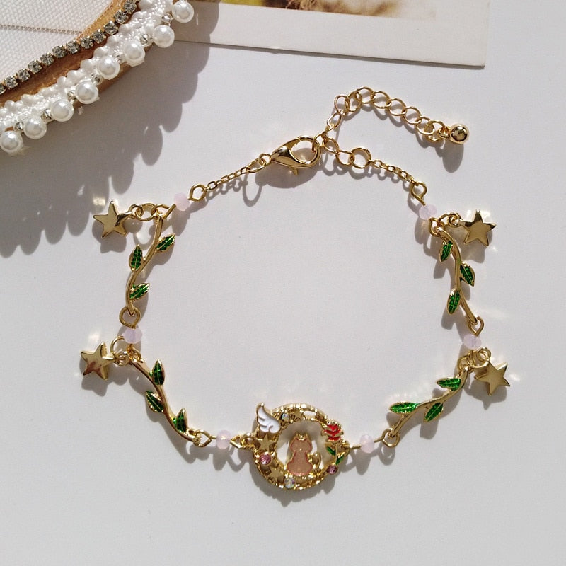 Cute and trendy crystal pearl chain bracelet for girls who love fashion.