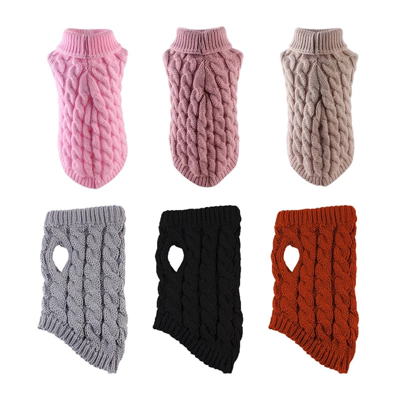 Image of Knitted Pet Sweaters - Cozy wool material, available in different colors and sizes. Keep your pets warm and stylish with these adorable knitted sweaters.