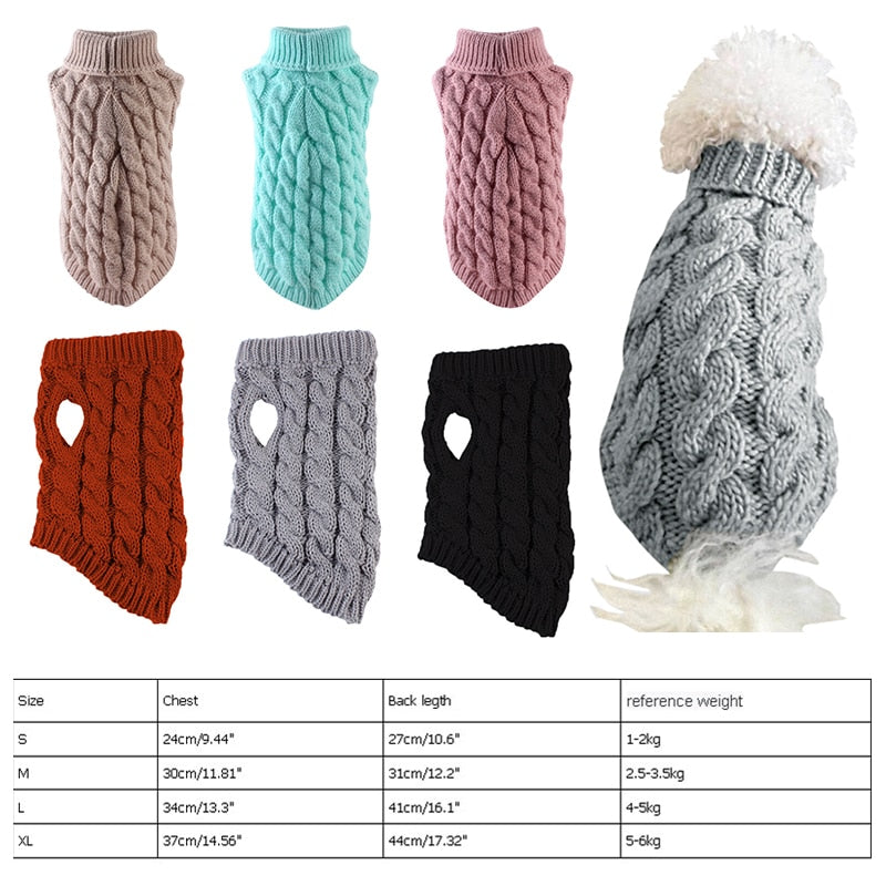Image of Knitted Pet Sweaters - Cozy wool material, available in different colors and sizes. Keep your pets warm and stylish with these adorable knitted sweaters.