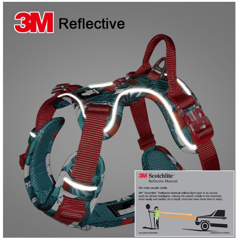 Image of Explosion-proof Dog Harness - Comfortable and lightweight harness with reflective materials. Breathable air mesh and soft inner layer for your dog's comfort. Easy to put on and take off with aviation aluminum fittings. Ideal for walks or hikes, day or night.