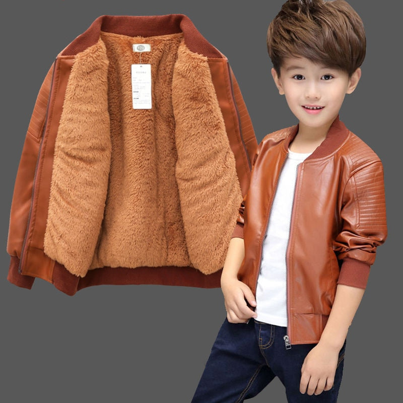 Kids PU Leather Jacket - Elevate style with durability. Versatile for all seasons. Order now for lasting comfort and fashion!