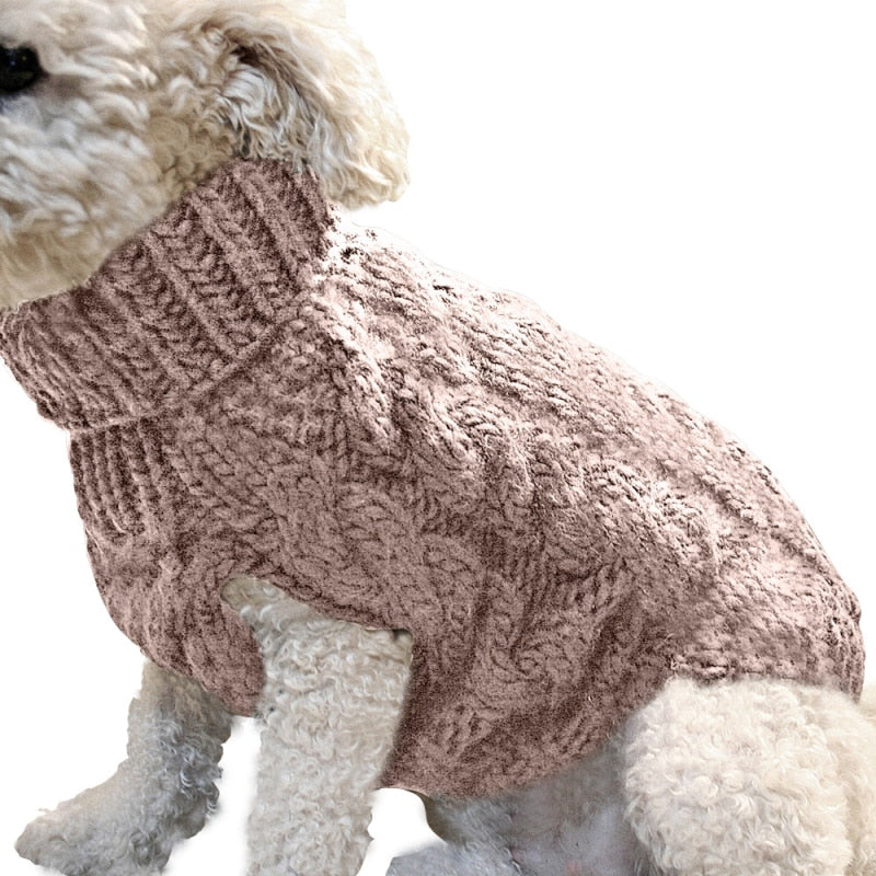 Image of Knitted Pet Sweaters - Cozy wool material, available in different colors and sizes. Keep your pets warm and stylish with these adorable knitted sweaters.