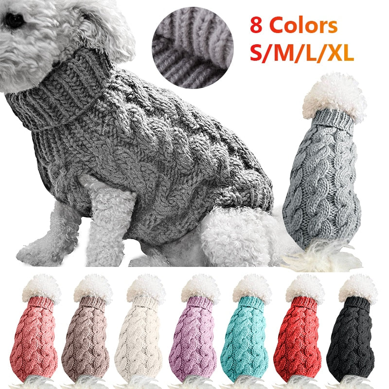Image of Knitted Pet Sweaters - Cozy wool material, available in different colors and sizes. Keep your pets warm and stylish with these adorable knitted sweaters.