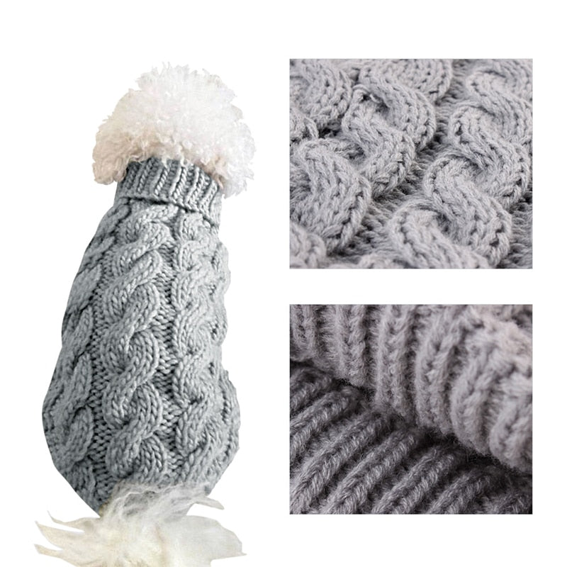 Image of Knitted Pet Sweaters - Cozy wool material, available in different colors and sizes. Keep your pets warm and stylish with these adorable knitted sweaters.