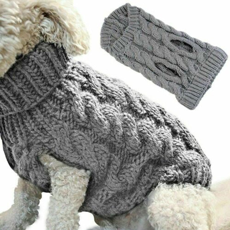 Image of Knitted Pet Sweaters - Cozy wool material, available in different colors and sizes. Keep your pets warm and stylish with these adorable knitted sweaters.