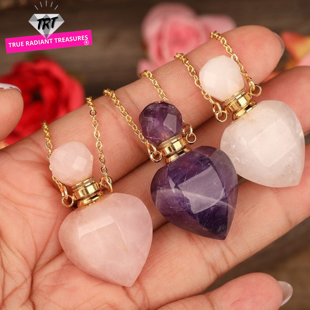 Heart-shaped Gold Silvery Necklace with treated rose quartz stone - A versatile and elegant accessory for women, promoting emotional bonding and desire.