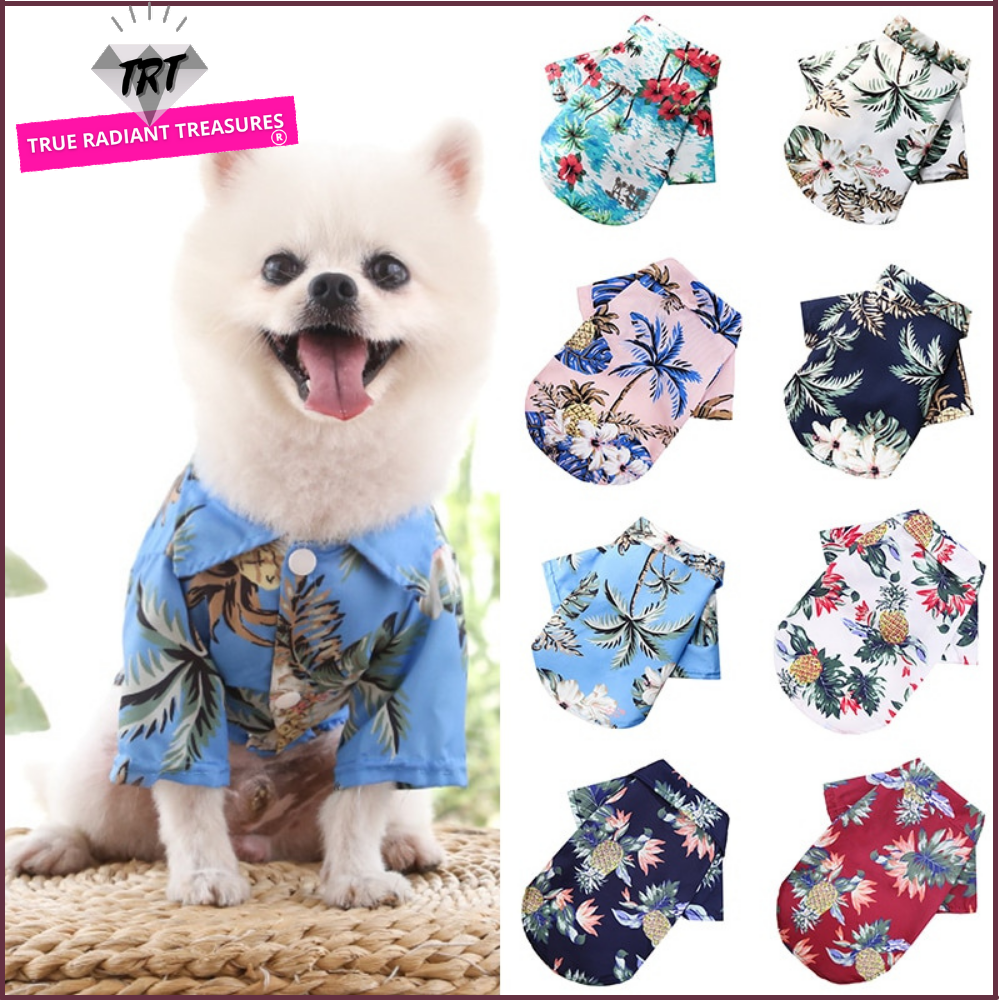 Hawaiian Summer Pet Shirt - Stylish and Comfortable Polyester Dog Shirt for All Seasons