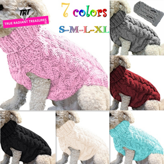 Image of Knitted Pet Sweaters - Cozy wool material, available in different colors and sizes. Keep your pets warm and stylish with these adorable knitted sweaters.