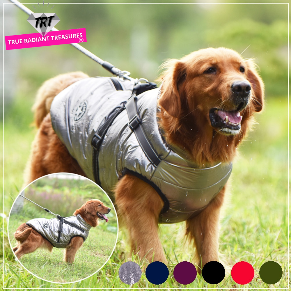 Image of Pets Waterproof Winter Jacket - Stylish and protective jacket made from 100% cotton. Available in various sizes and colors for dogs from small to 5XL. Keep your pet warm and cozy during winter walks or swims.