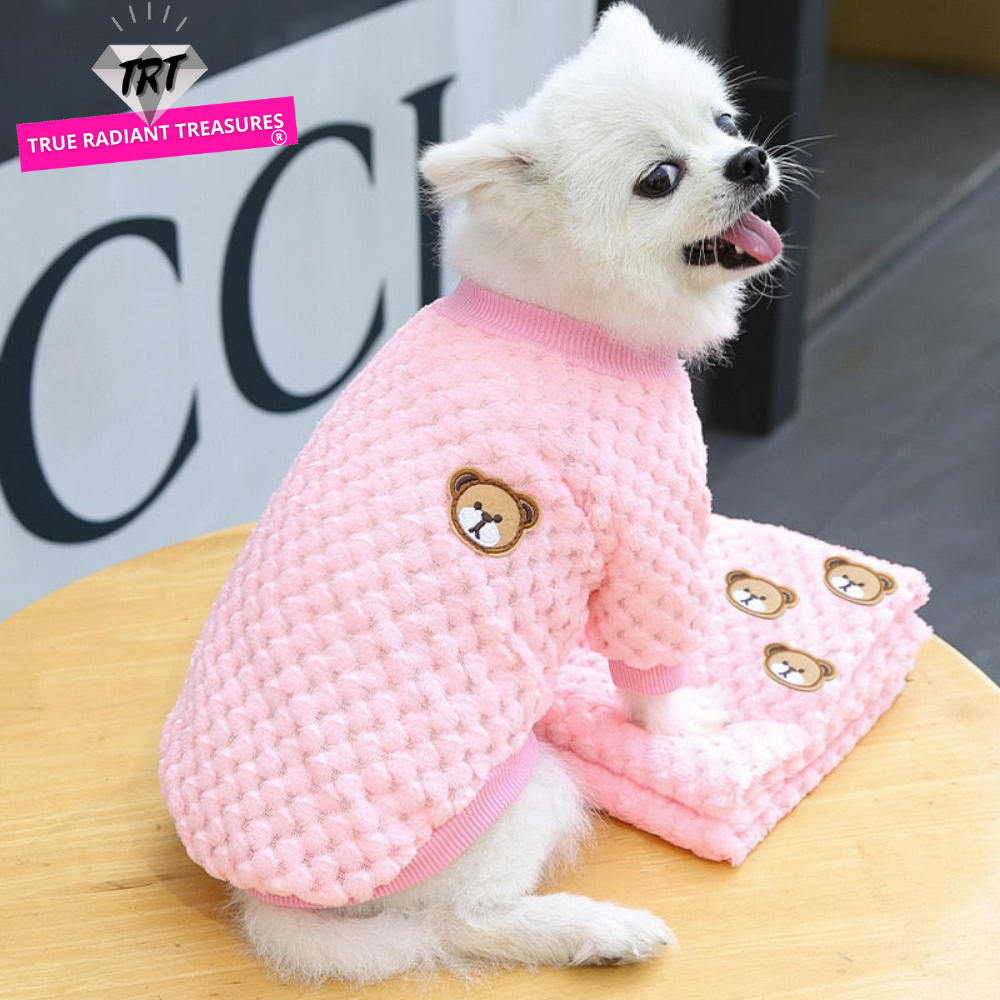 Image of Super Cute Winter Warm Sweater - Cozy coral fleece fabric, adorable design, perfect gift for your furry friend. Keep your pet warm and stylish with this cute sweater.