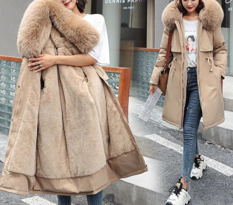 Long Hooded Winter Jacket - cotton and polyester blend - comfortable and durable - various colors - pockets for warmth