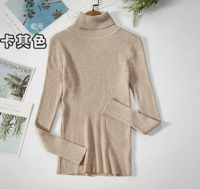 Turtleneck Knitted Sweater | Polyester, Nylon & Cotton Blend | Comfortable & Elegant | Various Colors Available