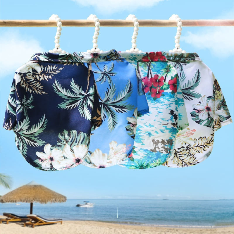 Hawaiian Summer Pet Shirt - Stylish and Comfortable Polyester Dog Shirt for All Seasons