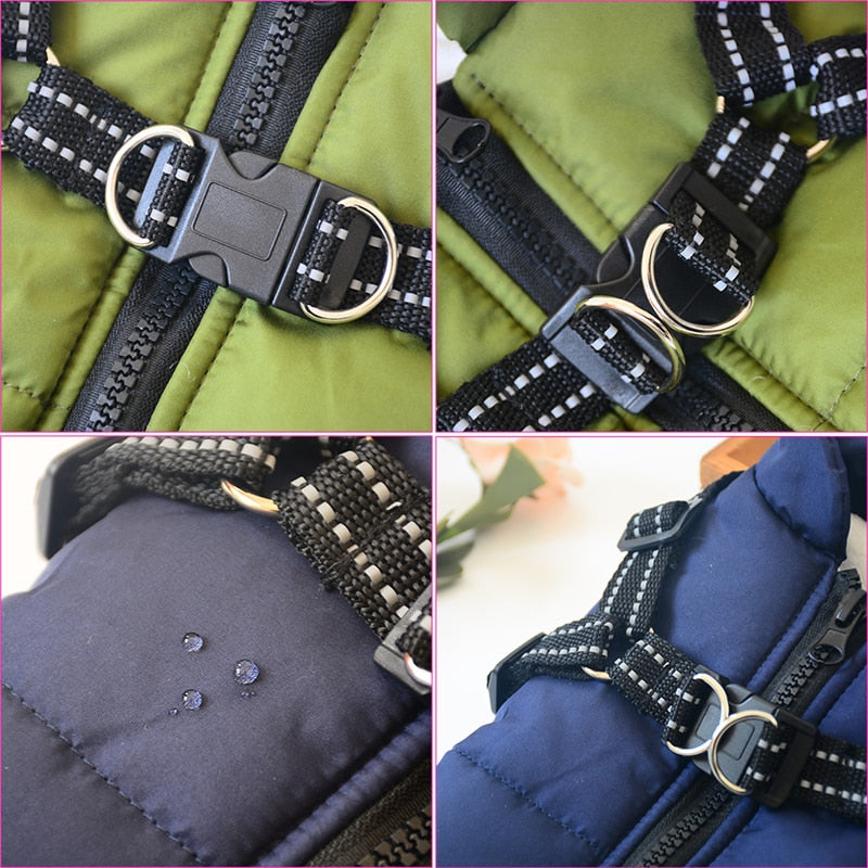 Image of Pets Waterproof Winter Jacket - Stylish and protective jacket made from 100% cotton. Available in various sizes and colors for dogs from small to 5XL. Keep your pet warm and cozy during winter walks or swims.