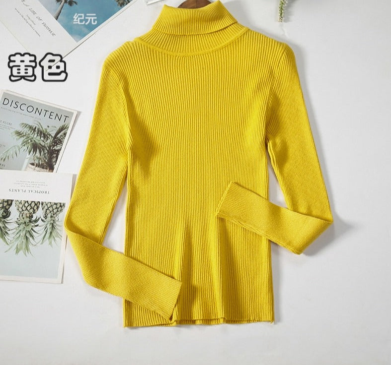 Turtleneck Knitted Sweater | Polyester, Nylon & Cotton Blend | Comfortable & Elegant | Various Colors Available