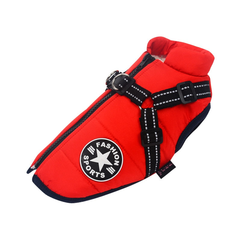 Image of Pets Waterproof Winter Jacket - Stylish and protective jacket made from 100% cotton. Available in various sizes and colors for dogs from small to 5XL. Keep your pet warm and cozy during winter walks or swims.