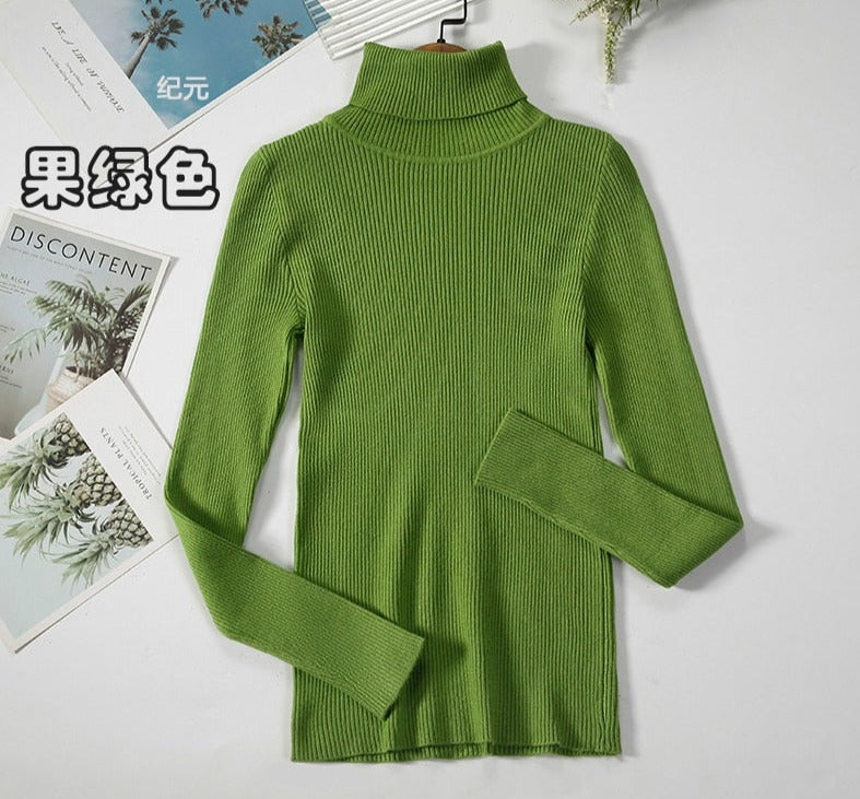 Turtleneck Knitted Sweater | Polyester, Nylon & Cotton Blend | Comfortable & Elegant | Various Colors Available