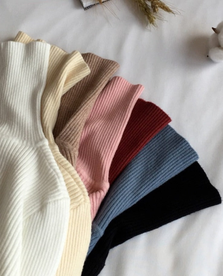 Turtleneck Knitted Sweater | Polyester, Nylon & Cotton Blend | Comfortable & Elegant | Various Colors Available