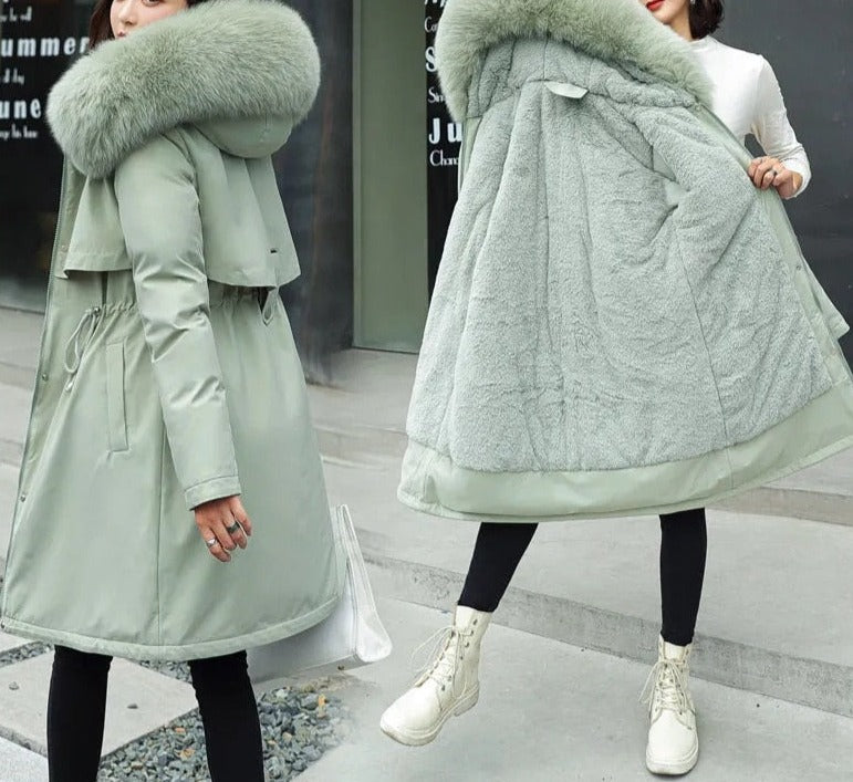 Long Hooded Winter Jacket - cotton and polyester blend - comfortable and durable - various colors - pockets for warmth