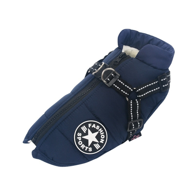 Image of Pets Waterproof Winter Jacket - Stylish and protective jacket made from 100% cotton. Available in various sizes and colors for dogs from small to 5XL. Keep your pet warm and cozy during winter walks or swims.