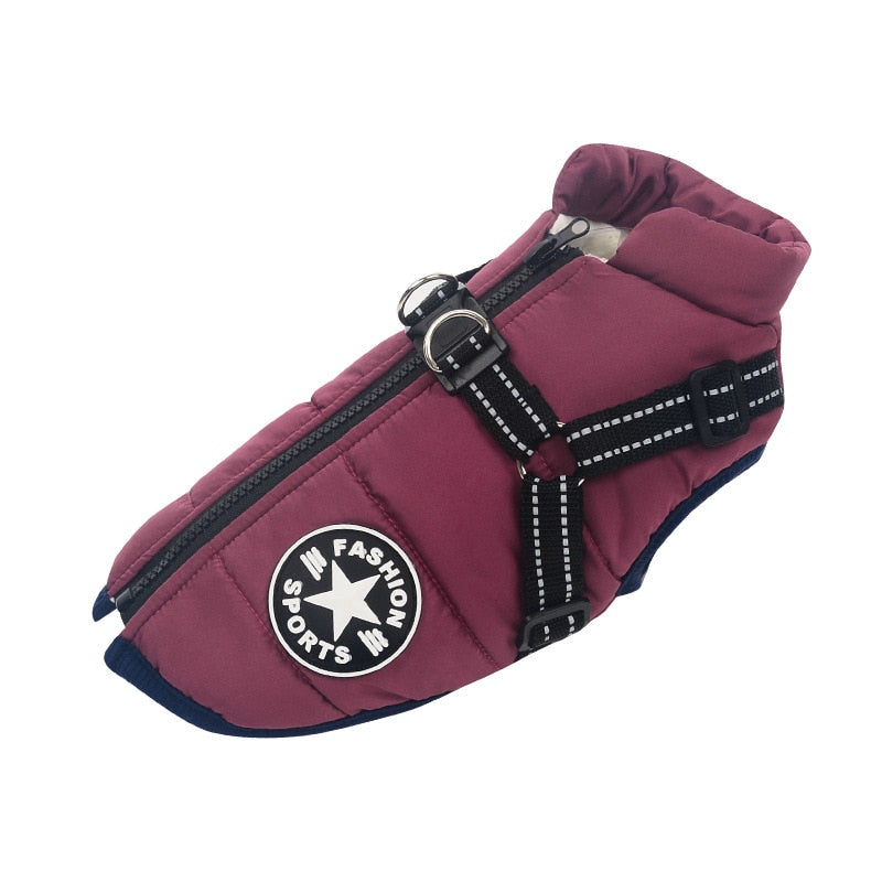 Image of Pets Waterproof Winter Jacket - Stylish and protective jacket made from 100% cotton. Available in various sizes and colors for dogs from small to 5XL. Keep your pet warm and cozy during winter walks or swims.