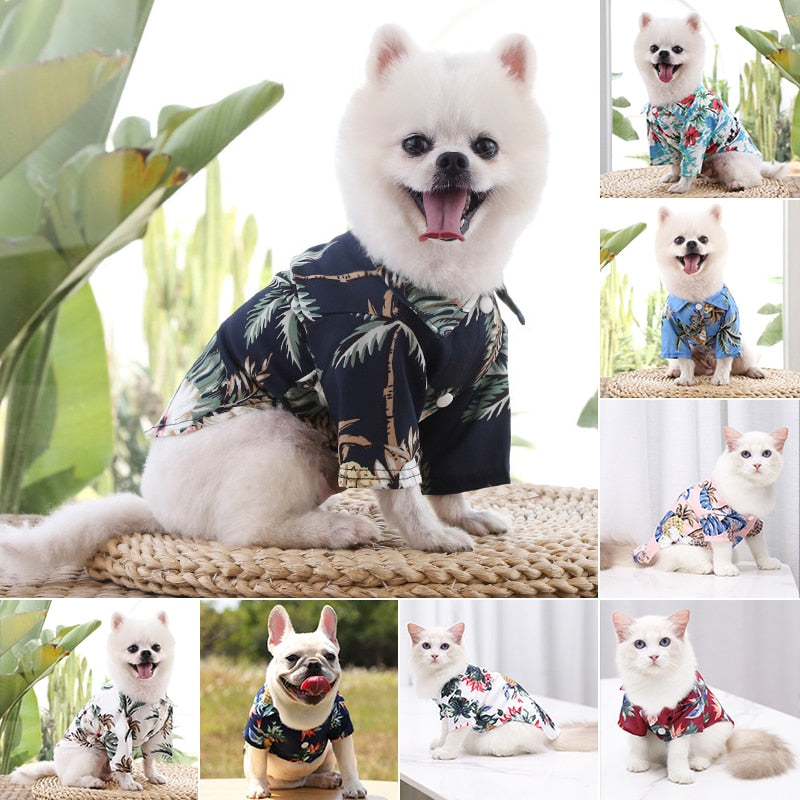 Hawaiian Summer Pet Shirt - Stylish and Comfortable Polyester Dog Shirt for All Seasons