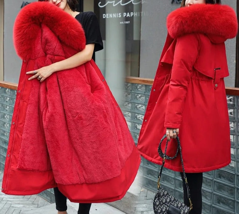 Long Hooded Winter Jacket - cotton and polyester blend - comfortable and durable - various colors - pockets for warmth