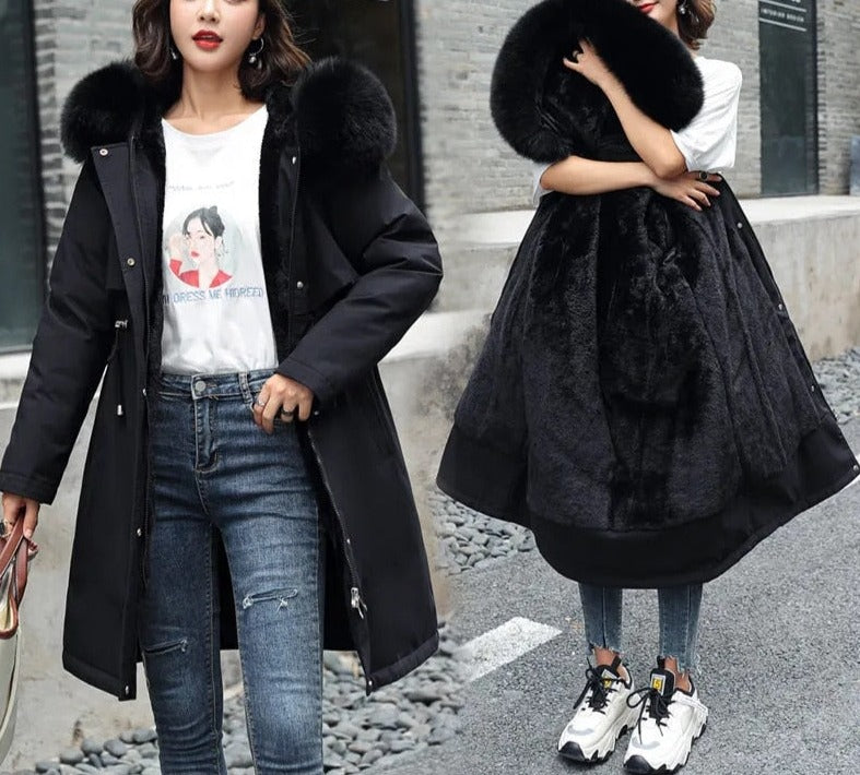 Long Hooded Winter Jacket - cotton and polyester blend - comfortable and durable - various colors - pockets for warmth