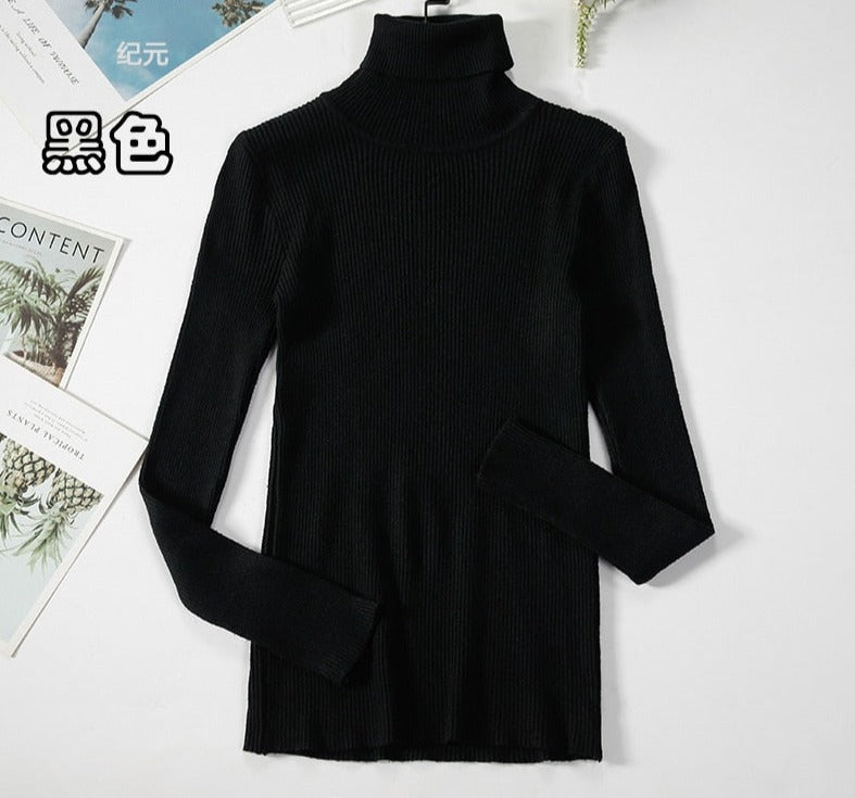 Turtleneck Knitted Sweater | Polyester, Nylon & Cotton Blend | Comfortable & Elegant | Various Colors Available