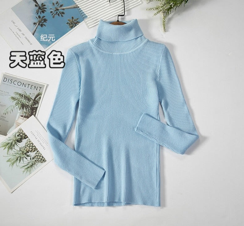 Turtleneck Knitted Sweater | Polyester, Nylon & Cotton Blend | Comfortable & Elegant | Various Colors Available