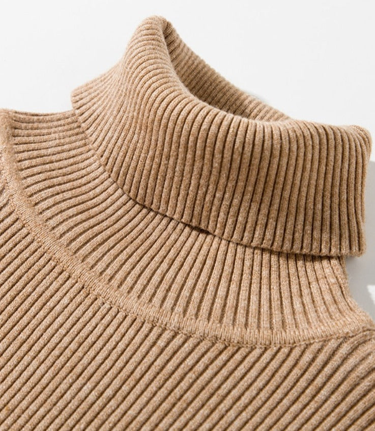 Turtleneck Knitted Sweater | Polyester, Nylon & Cotton Blend | Comfortable & Elegant | Various Colors Available