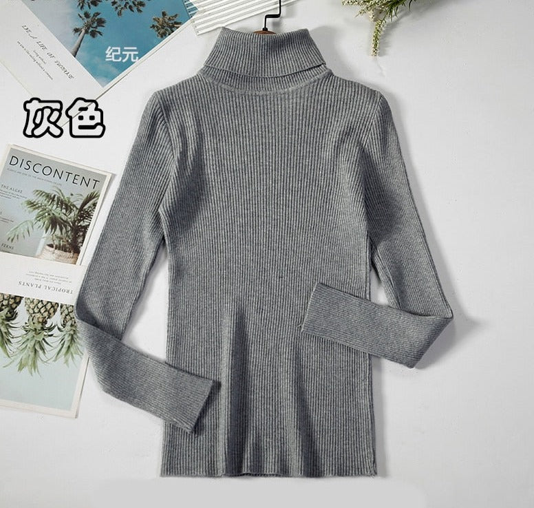 Turtleneck Knitted Sweater | Polyester, Nylon & Cotton Blend | Comfortable & Elegant | Various Colors Available