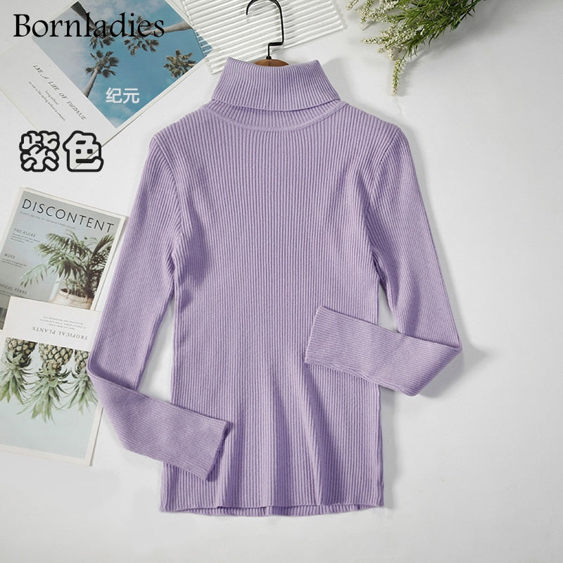 Turtleneck Knitted Sweater | Polyester, Nylon & Cotton Blend | Comfortable & Elegant | Various Colors Available