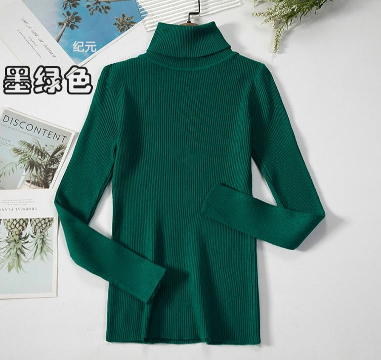 Turtleneck Knitted Sweater | Polyester, Nylon & Cotton Blend | Comfortable & Elegant | Various Colors Available