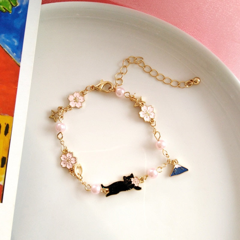 Cute and trendy crystal pearl chain bracelet for girls who love fashion.