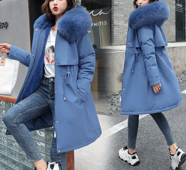 Long Hooded Winter Jacket - cotton and polyester blend - comfortable and durable - various colors - pockets for warmth