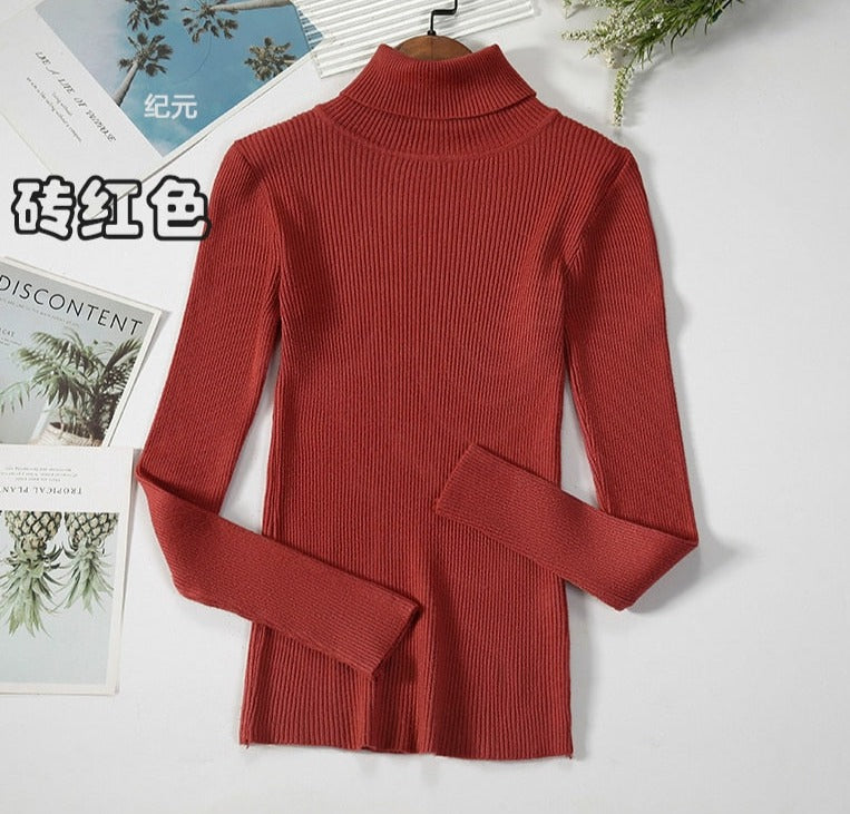 Turtleneck Knitted Sweater | Polyester, Nylon & Cotton Blend | Comfortable & Elegant | Various Colors Available