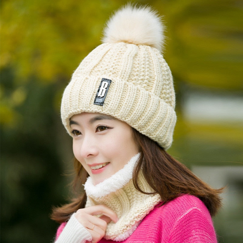 Knitted Scarf Hat Set - polyester material - warm and comfortable - various colors and sizes