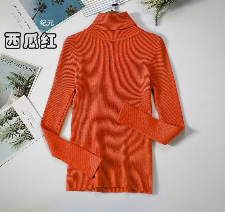 Turtleneck Knitted Sweater | Polyester, Nylon & Cotton Blend | Comfortable & Elegant | Various Colors Available