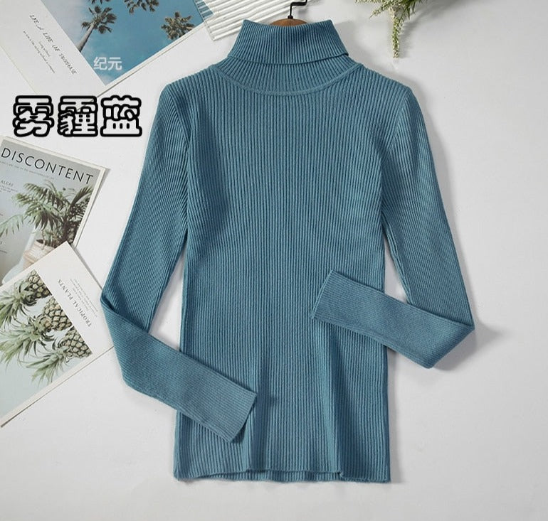 Turtleneck Knitted Sweater | Polyester, Nylon & Cotton Blend | Comfortable & Elegant | Various Colors Available